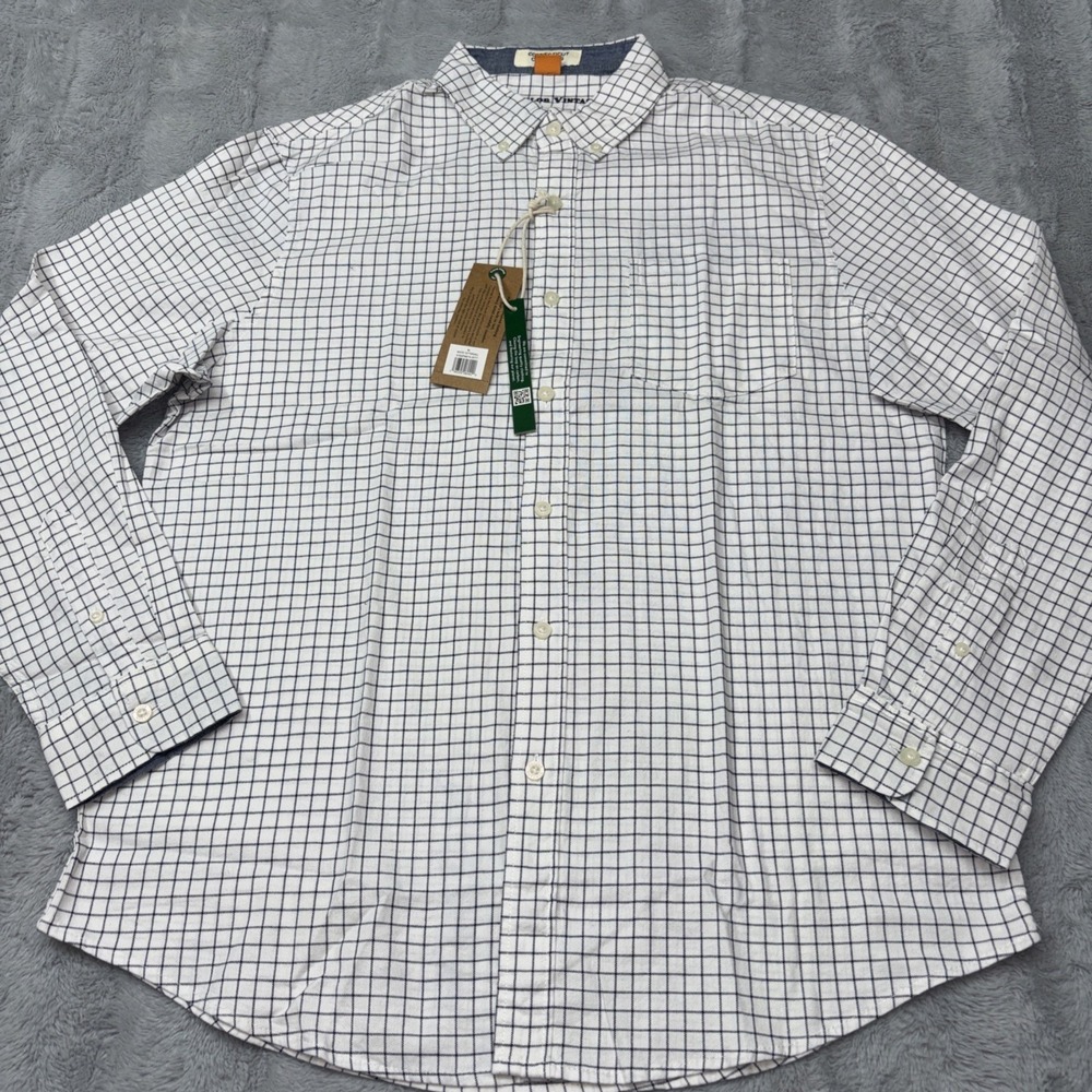 Tailor Vintage white tattersall button-down shirt Grid Pattern M Long Sleeve NWT